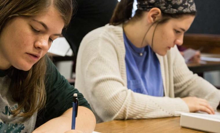 female student in class